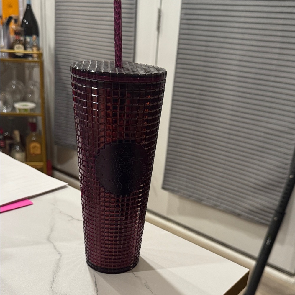 Starbucks Dark Purple Textured Tumbler with Straw
